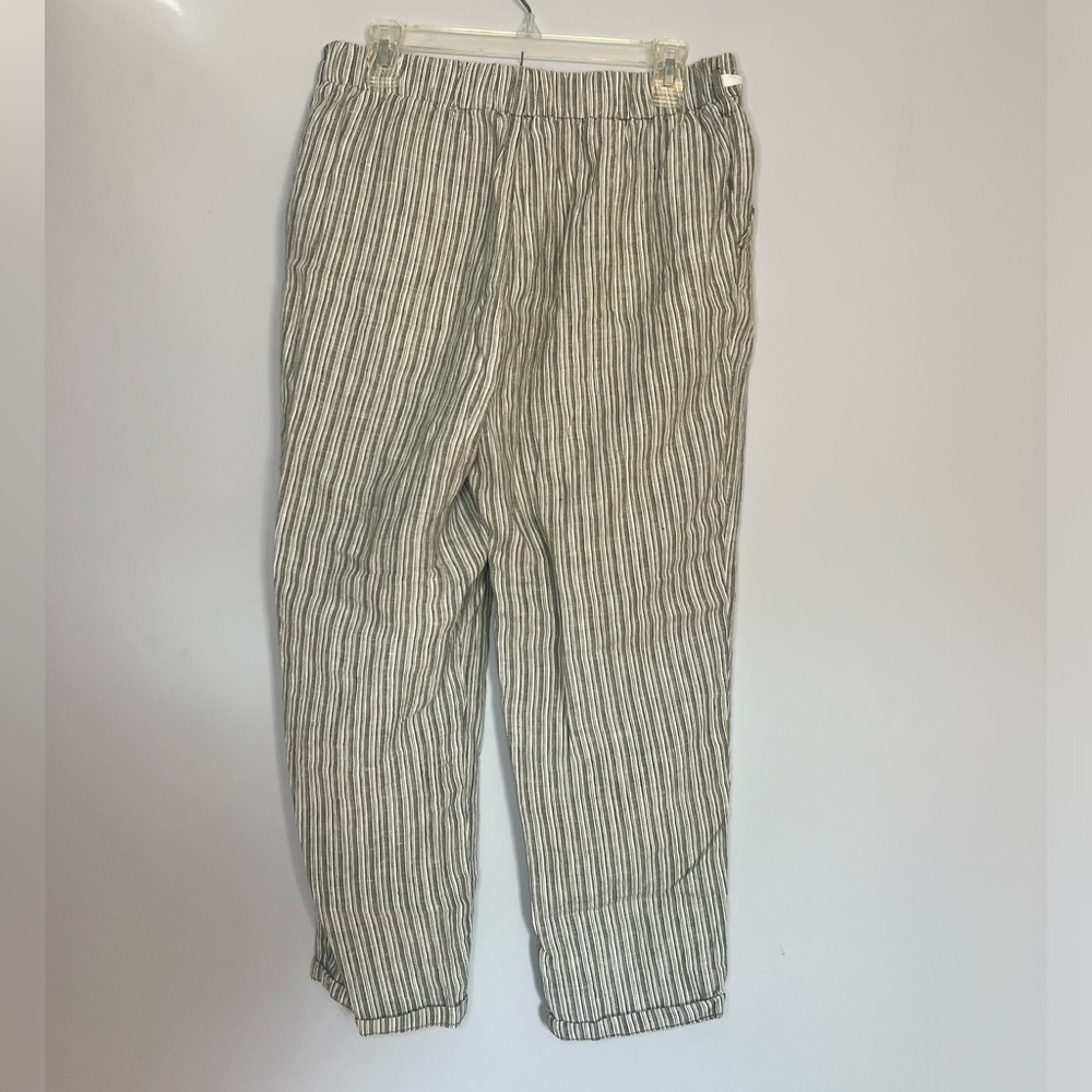 Anthropologie Moss Striped Pleated Linen Pants Sz 28 - Picture 5 of 7